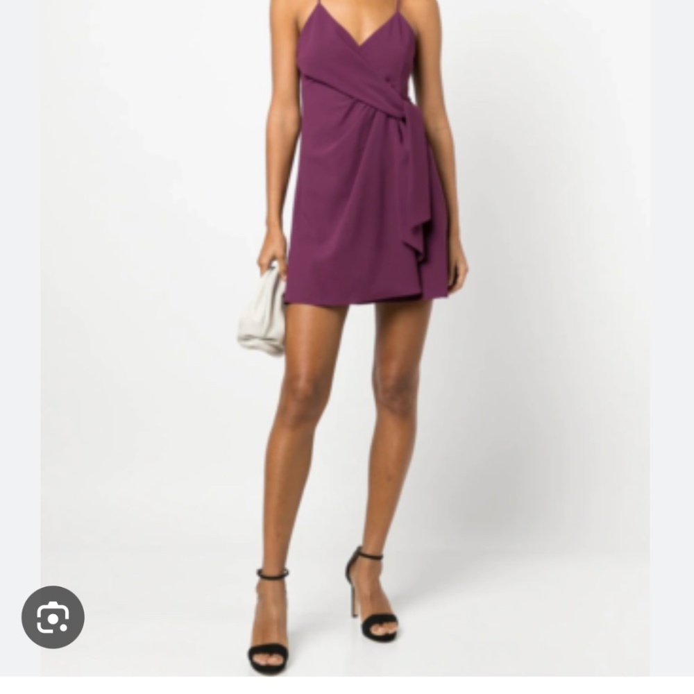 Alice + Olivia 'Katie' Wrap-Style Sleeveless Mini Dress, Boysenberry  SZ 10